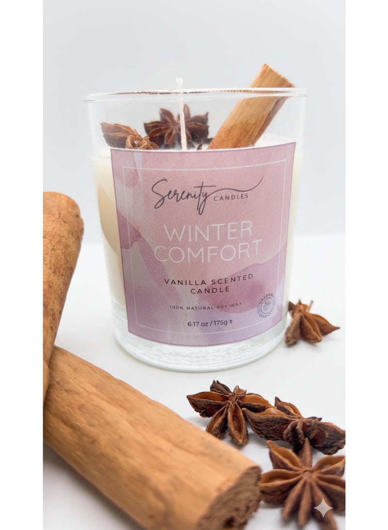 Serenity Candles شمعة "سيرينيتي" وينتر كومفورت (راحة الشتاء) – فتيلة واحدة (١٧٥ جرام) - Image 1